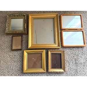 Vintage Gold & Wood Gallery Wall Frame Set of 7 Dark Academia Regency Decor Lot